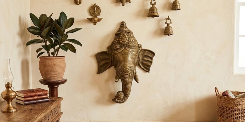 Traditional handcrafted Ganesha wall panel for artistic home decor