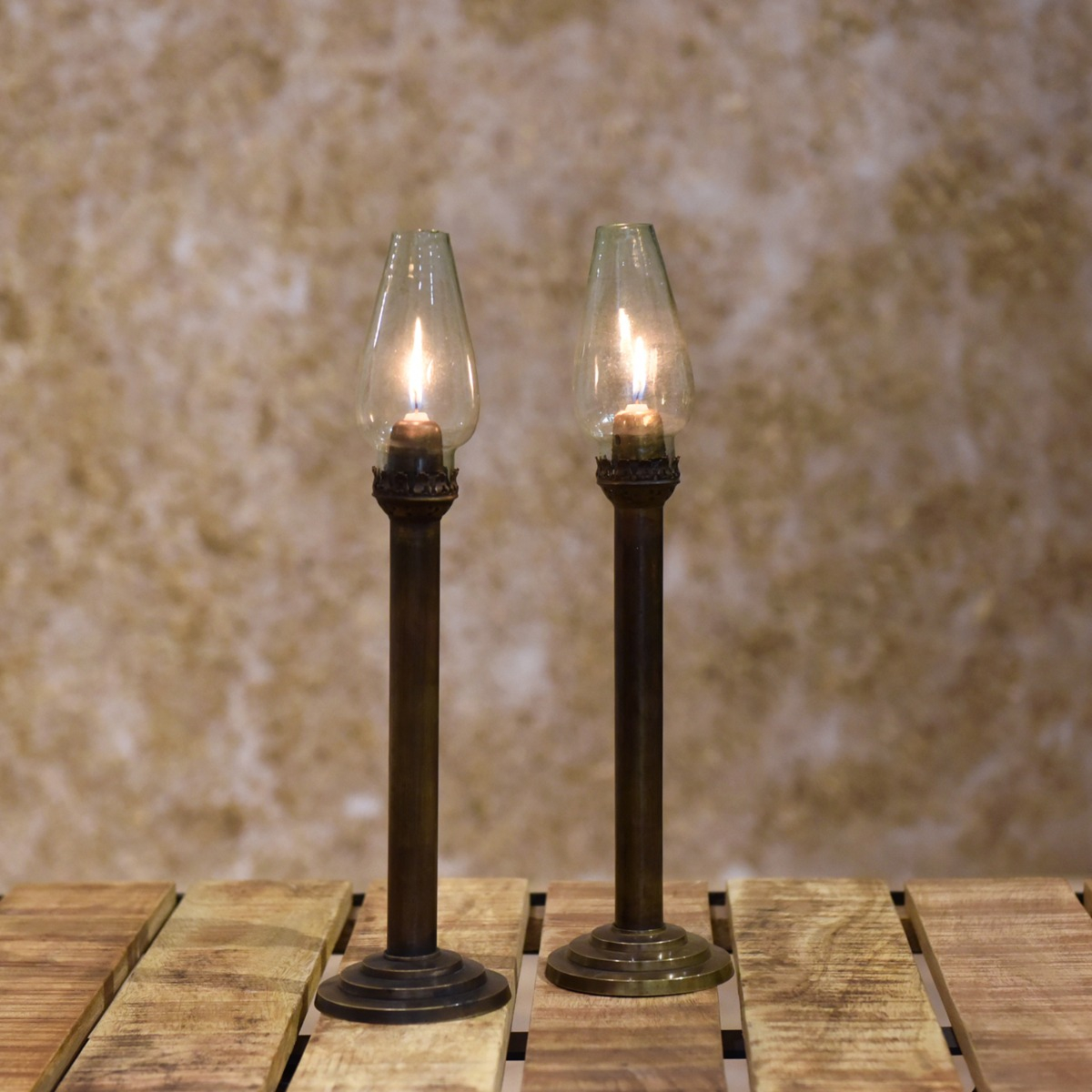 Decorative vintage brass candle holder with classic detailing