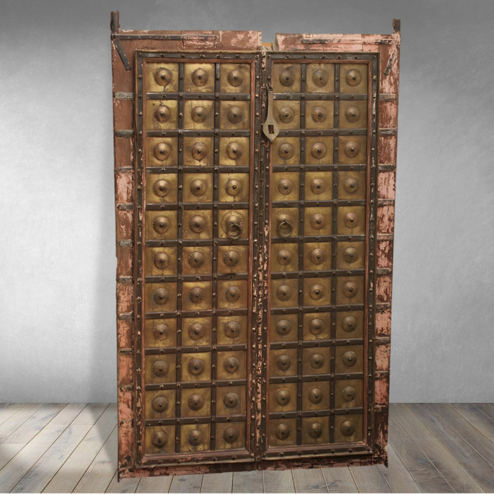 Esen wooden door on stand featuring handcrafted design with antique appeal