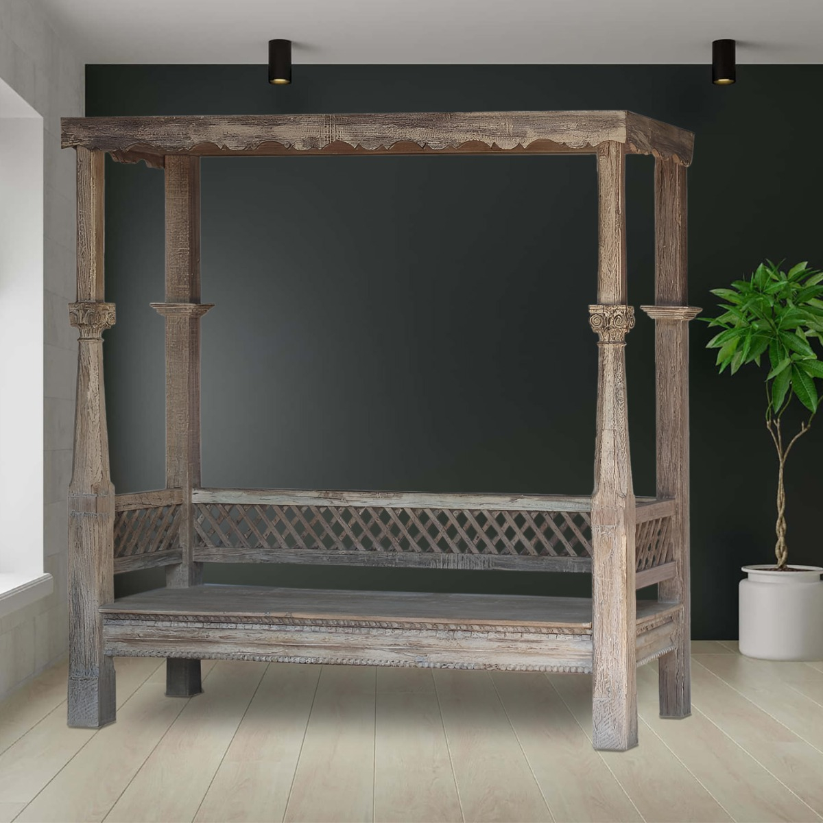 Wooden day bed adding elegance and comfort to living space