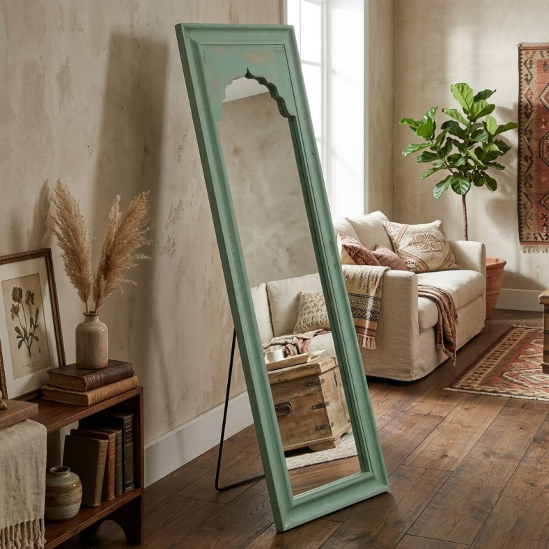 Ava Solid Wood Full Length Minaret Mirror
