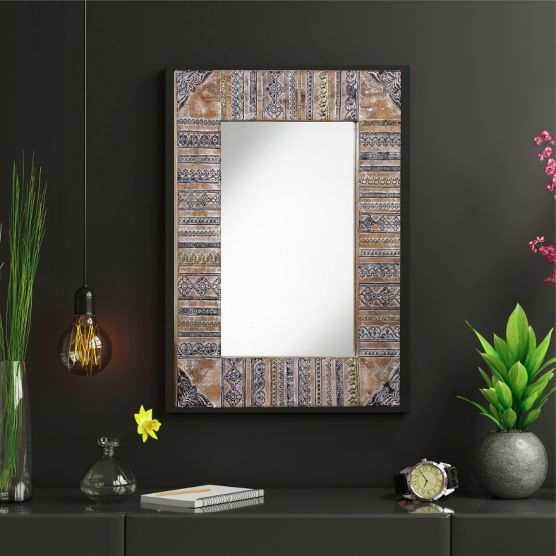 Cheop Metal Carved Wall Mirror 