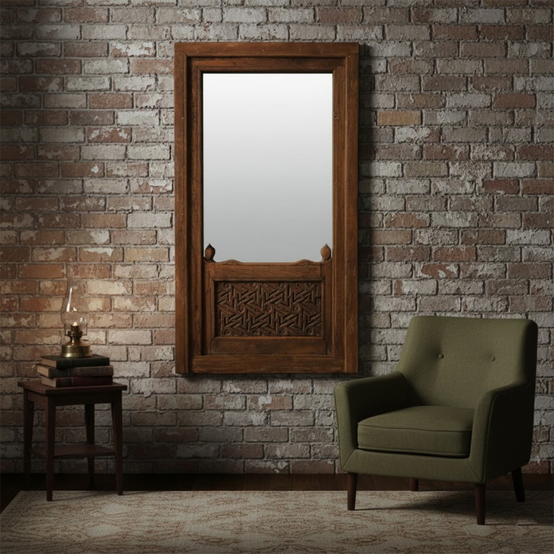 Prithviya Wooden Wall Mirror
