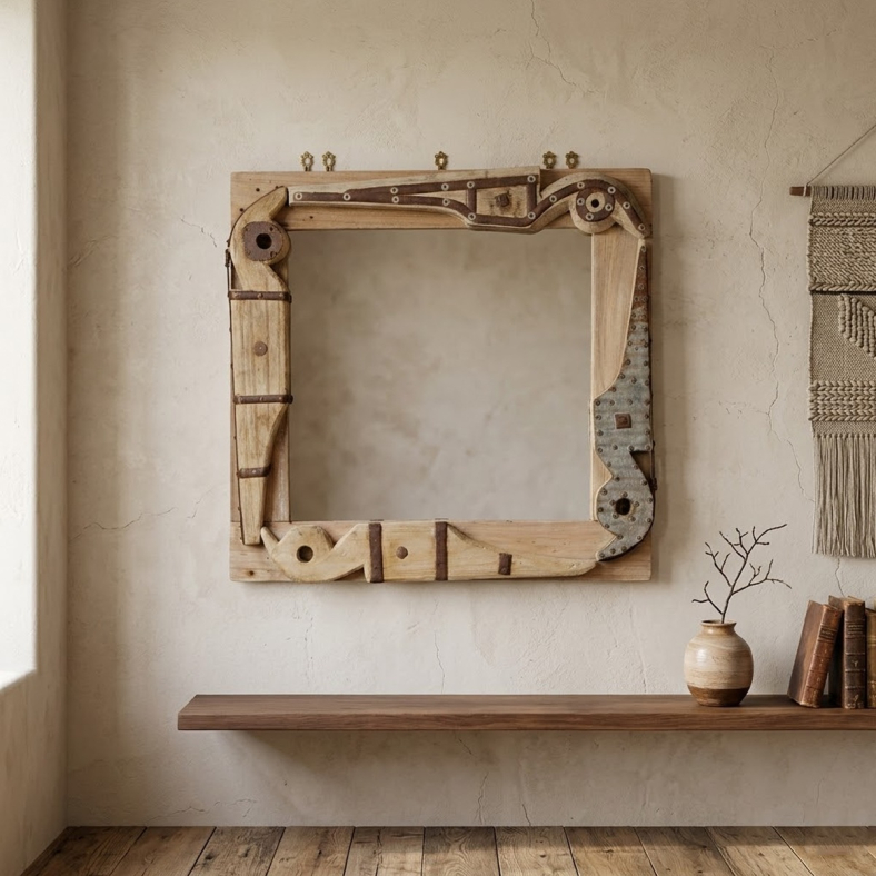 Afifa Wooden Wall Mirror