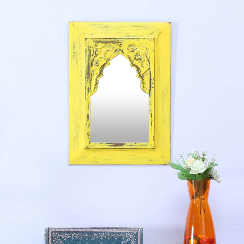 Cora Yellow Carved Minaret Mirror 