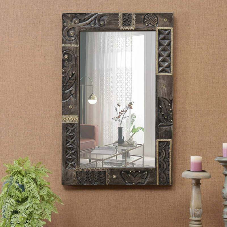 Viktor Carved Rustic Style Wall Mirror 