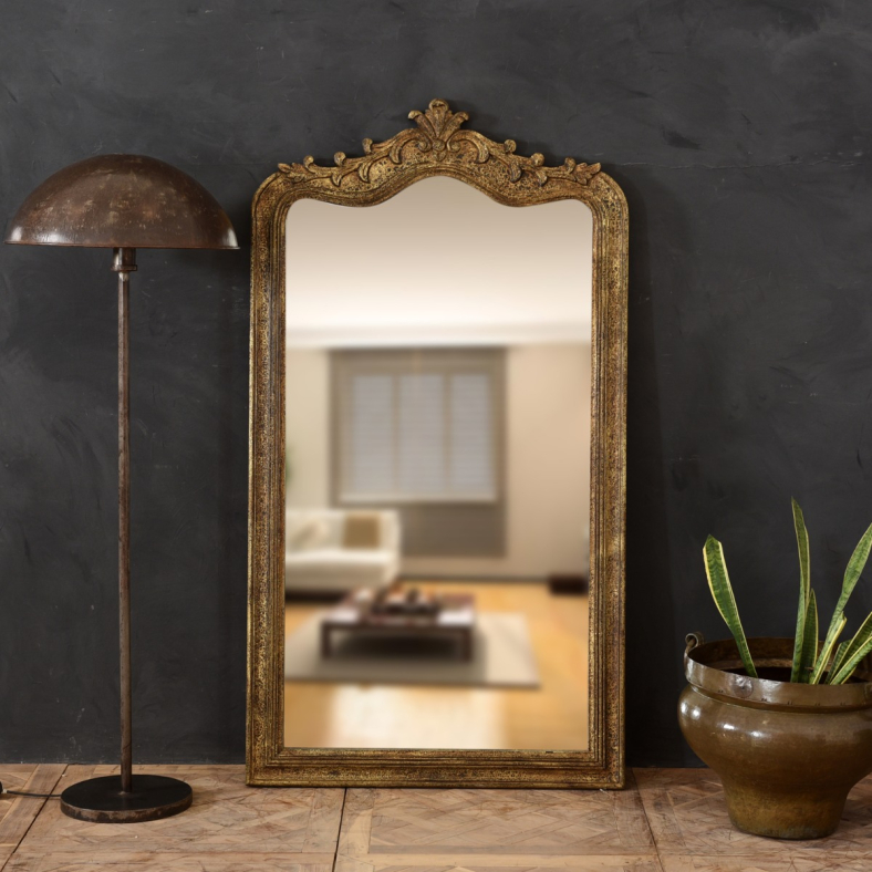 Nefeli Carved Antiqued Wooden Mirror 