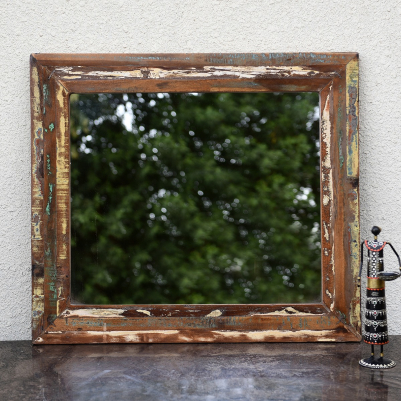 Kalliope reclaimed wood wall mirror 