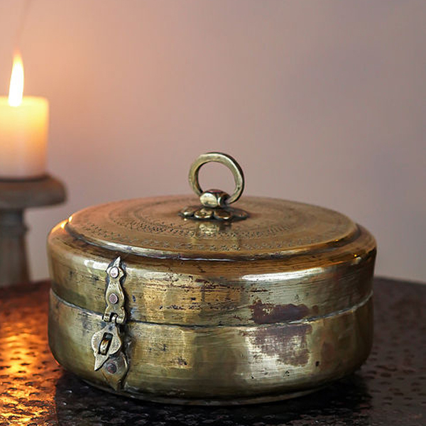 Vintage Brass Chappati Box 