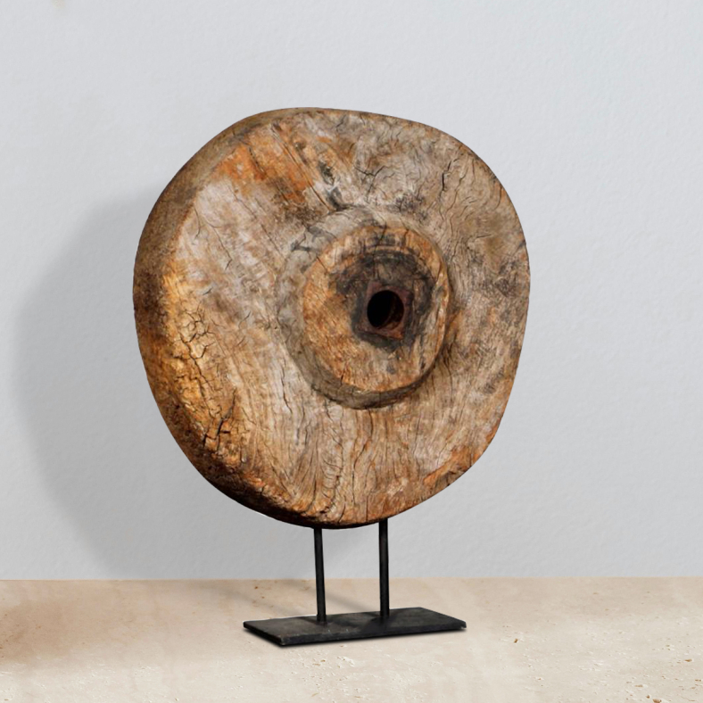 Foziah Vintage Wheel On Stand Curio