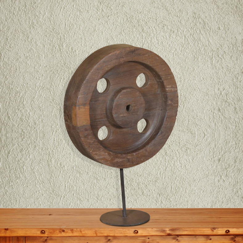 Satwat Vintage Wheel On Stand Curio