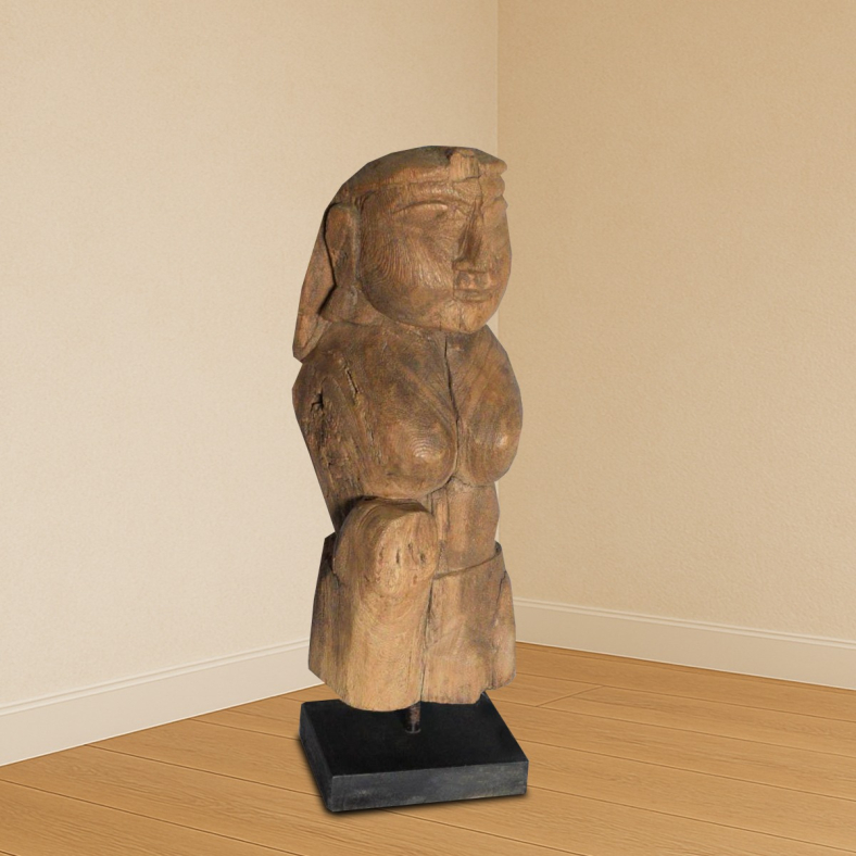 Thirelle Wooden Lady Sculpture On Stand