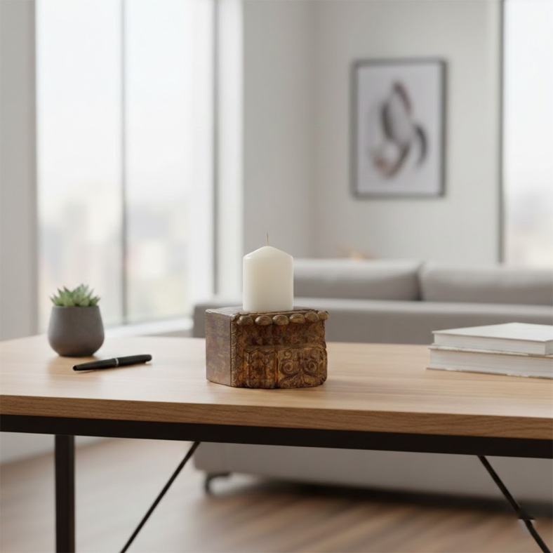 Zairen Wooden Candle Stand