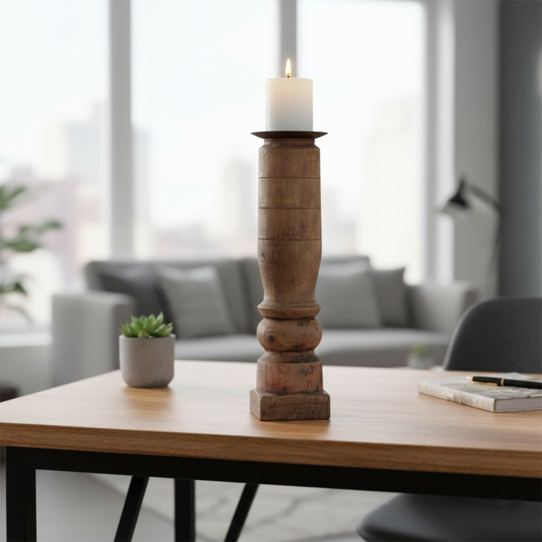 Rivak Wooden Candle Stand