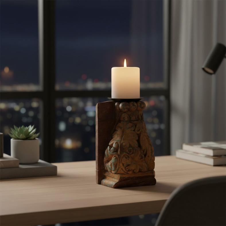 Oryth Wooden Candle Stand