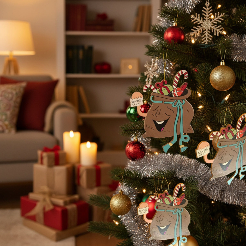Santa’s Surprise Sack Wooden Ornament