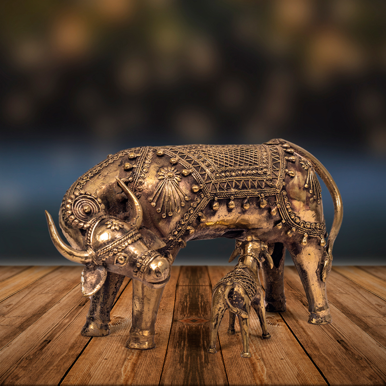 Dhokra Cow And Calf Set 