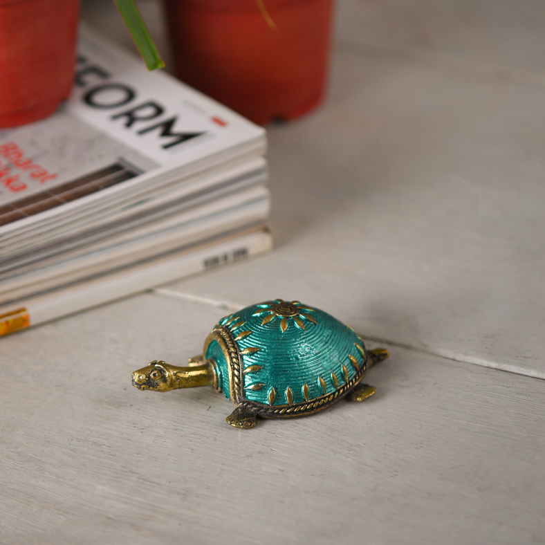 Dhokra Turquoise Blue Turtle 