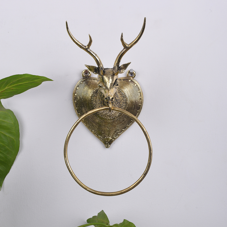 Dhokra Deer Towel Ring Holder