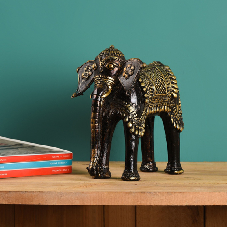 Dhokra Black Elephant 