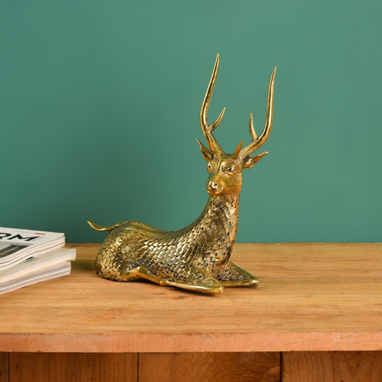 Dhokra Roe Seated Deer