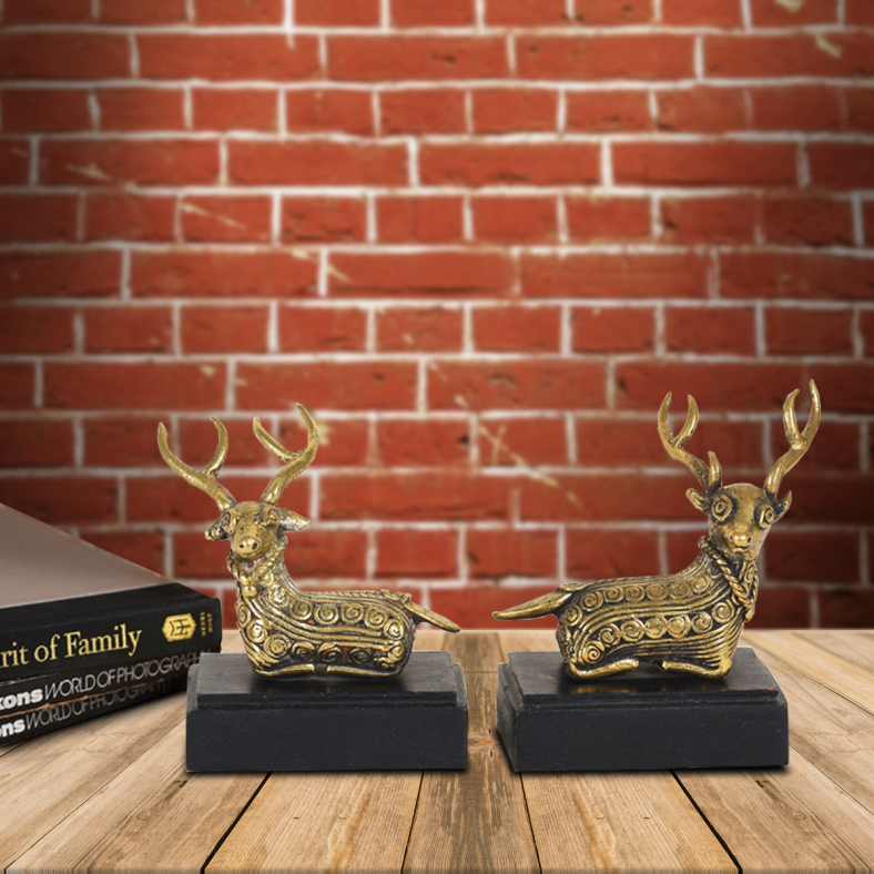 Dhokra Seated Deer On Stand 