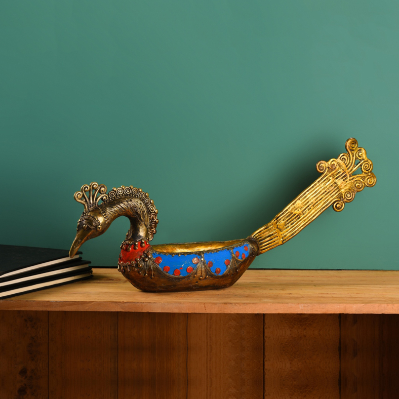 Dhokra Azure Peacock Boat 
