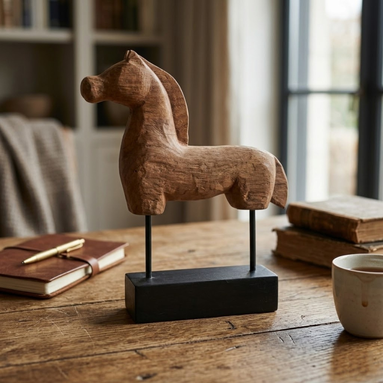 Equine Wooden Horse Figurine 