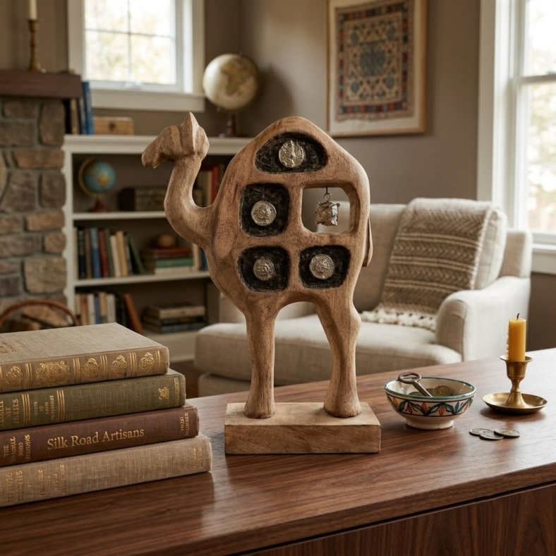 Adea Wooden Camel Sculpture 