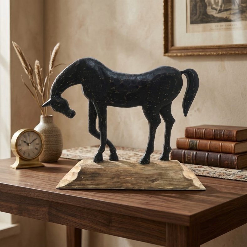 Adjo Black Horse Sculpture 