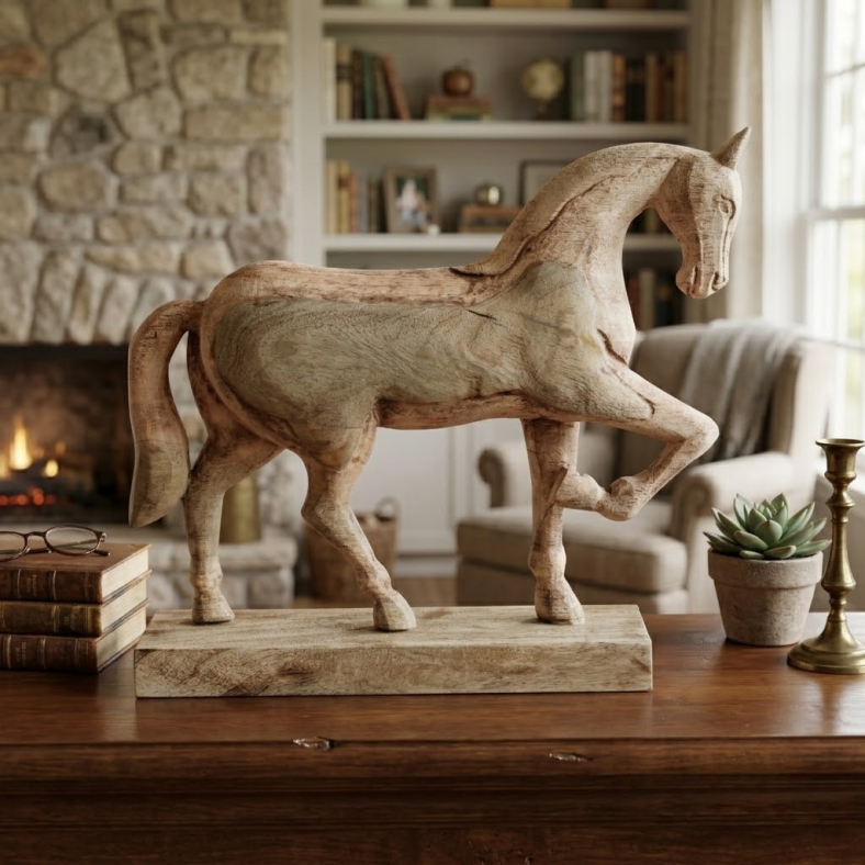 Bakari Wooden Horse Sculpture 