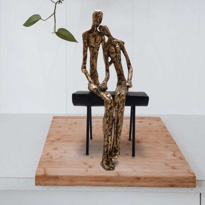 Elna Couple On Bench Sculpture 