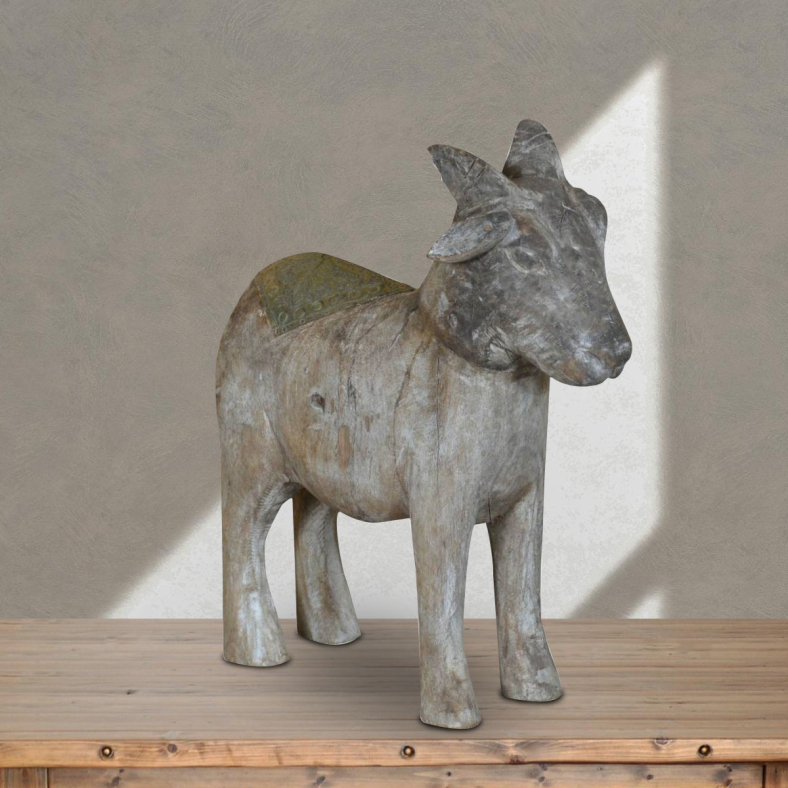 Qamar Wooden Cow Sculpture