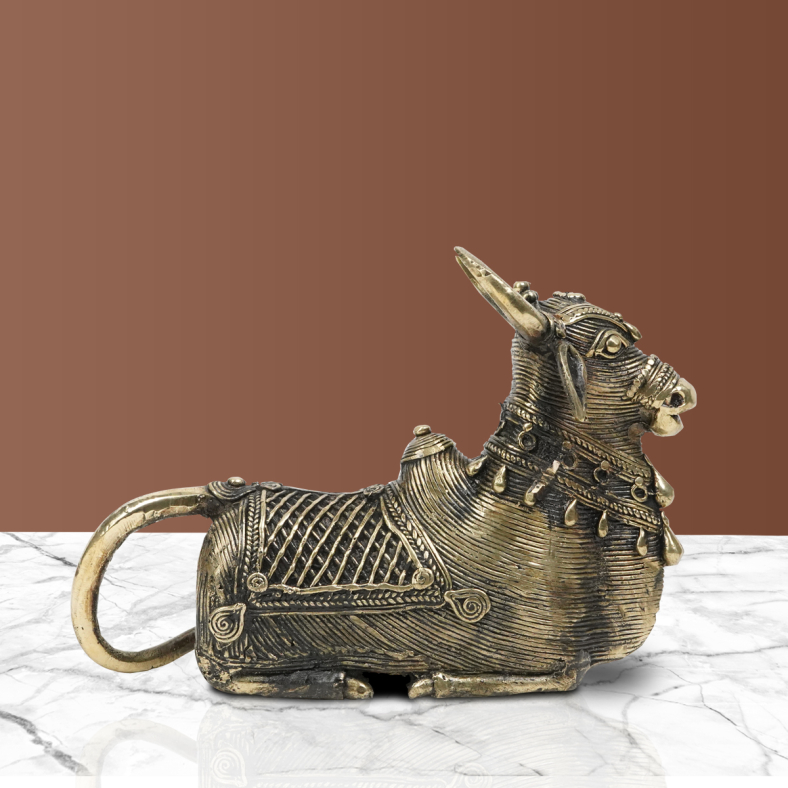 Dhokra Seated Gold Nandi