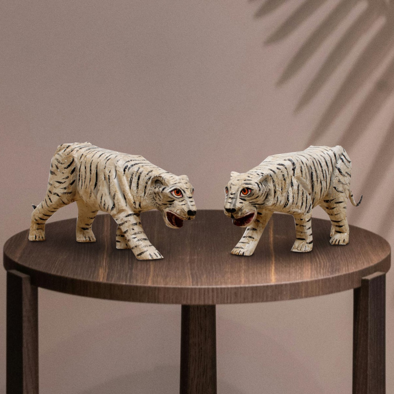 Aisatu Painted Tiger Sculpture