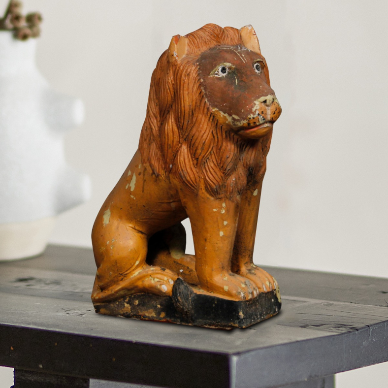 Zevran Clay Lion Sculpture