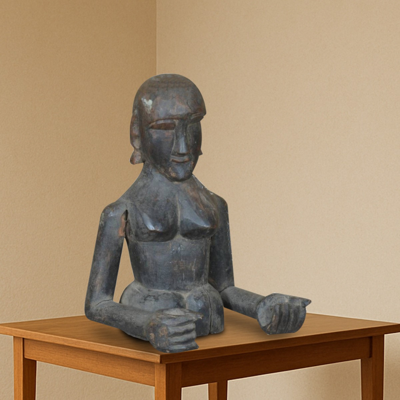 Calireth Wooden Folk Bust Sculpture