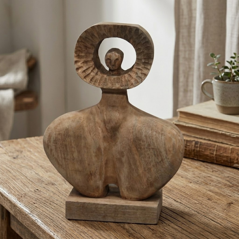 Eluneth Wooden Lady Sculpture