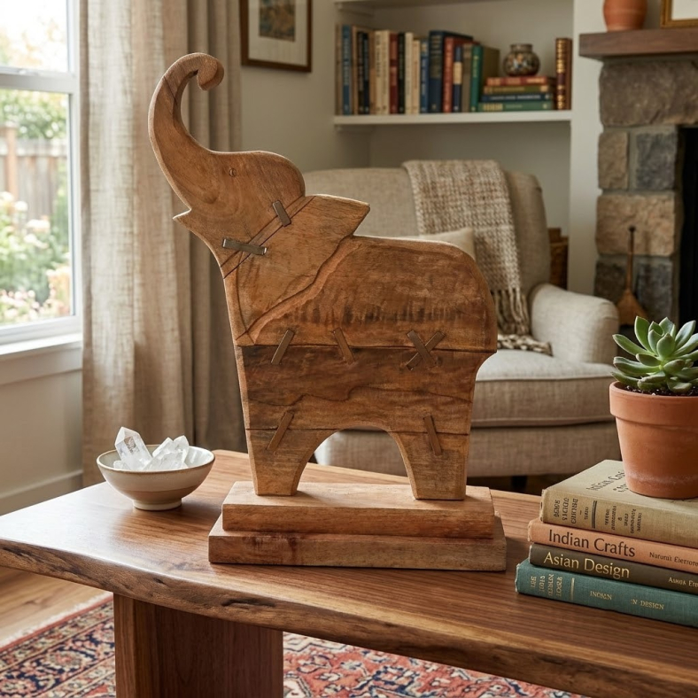 Calyssaen Elephant Curio On Stand