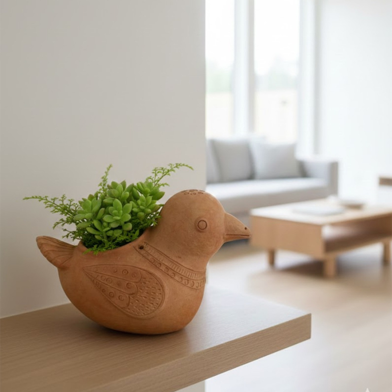 Varna Clay Bird Planter