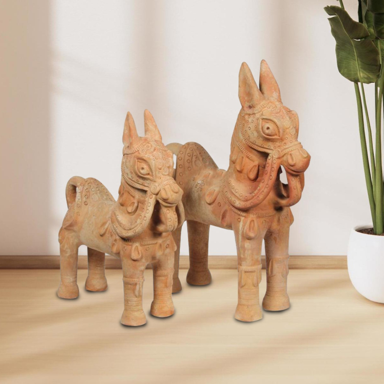 Pranika Clay Horse Set of 2