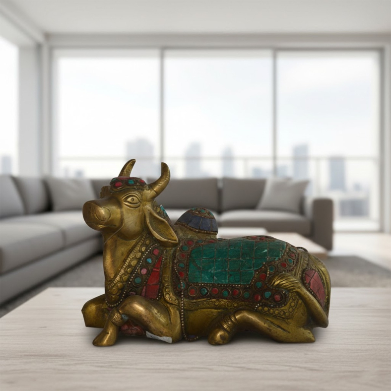 Nandini Brass Nandi Figurine