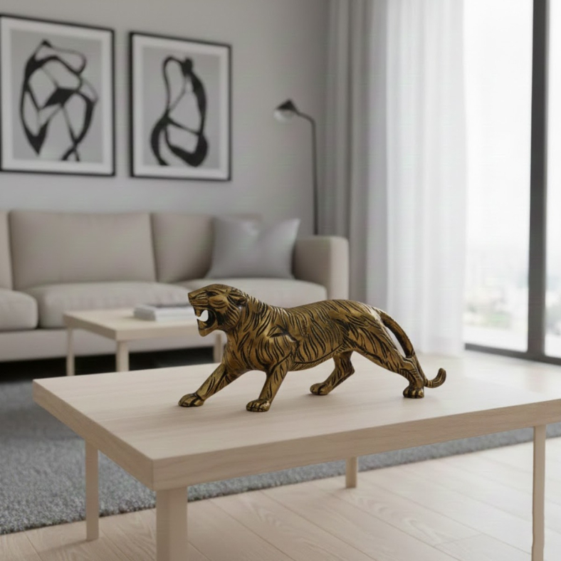 Vyomar Brass Tiger Figurine