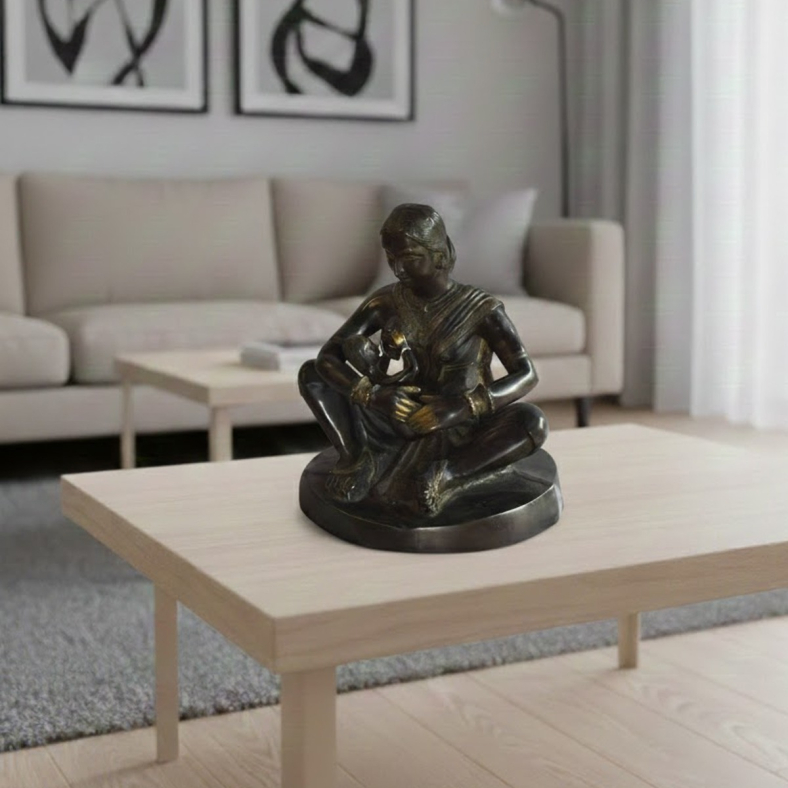 Matrika Mother & Child Brass Figurine