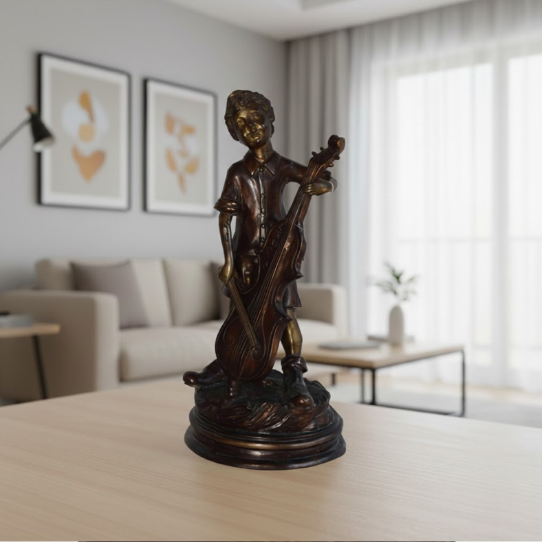 Riyan Brass Musician Boy Figurine