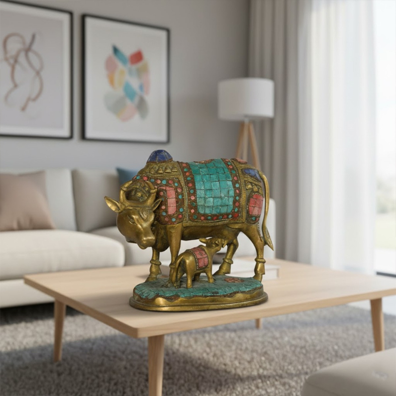 Gomira Brass Cow & Calf Figurine