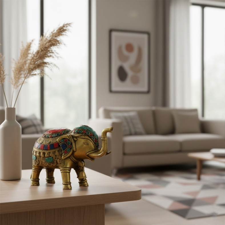 Indrahasti Brass Elephant Figurine
