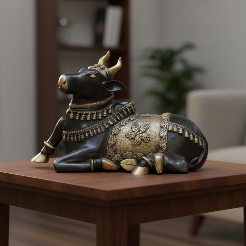 Niravya Brass Nandi Sculpture