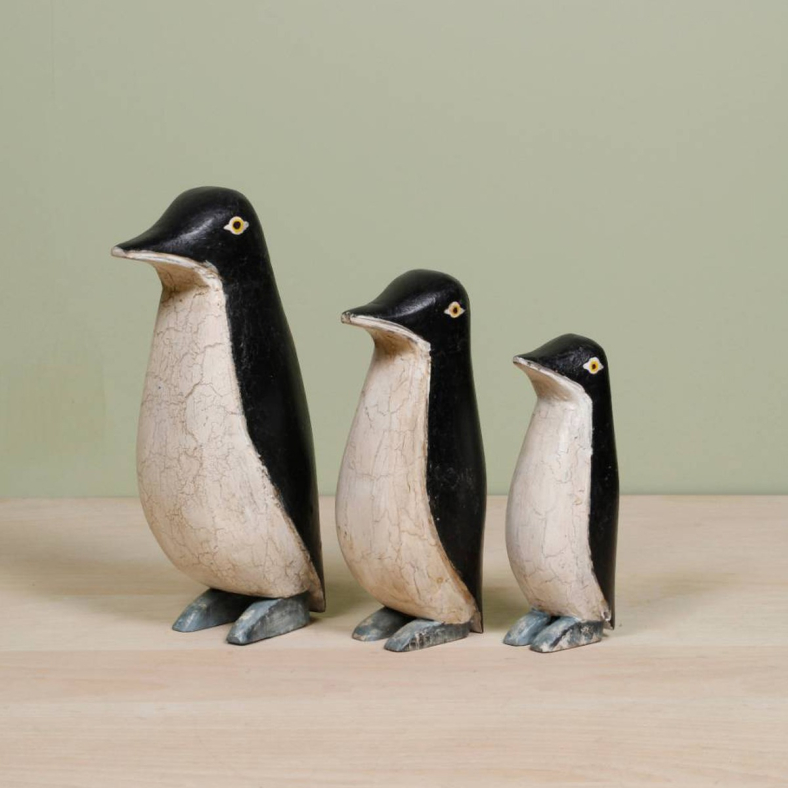 Azra Wooden penguine Statue SET OF 3 