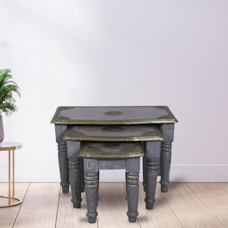 Bazel Wooden Nestled Tables Set Of 3